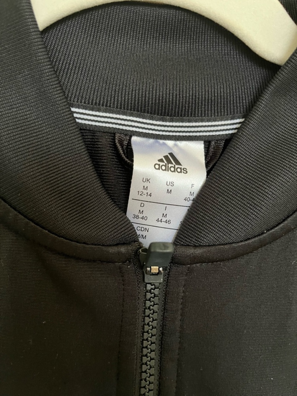 adidas Black Track Jacket with White 3-Stripes size M - Picture 3 of 7